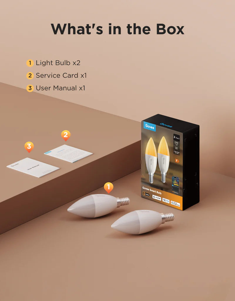 Govee Smart E14 Dimmable RGBWW LED Light Bulb (Pack of 2)