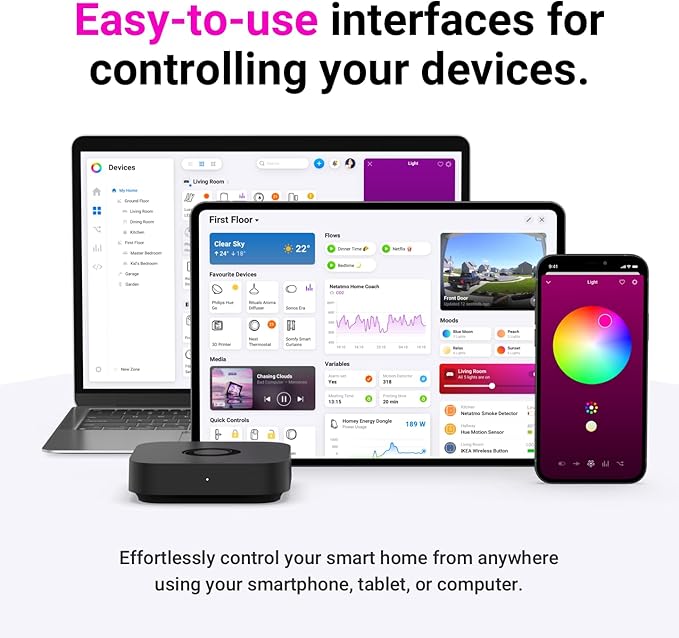 Homey Pro Mini smart home hub - in use lifestyle photo
