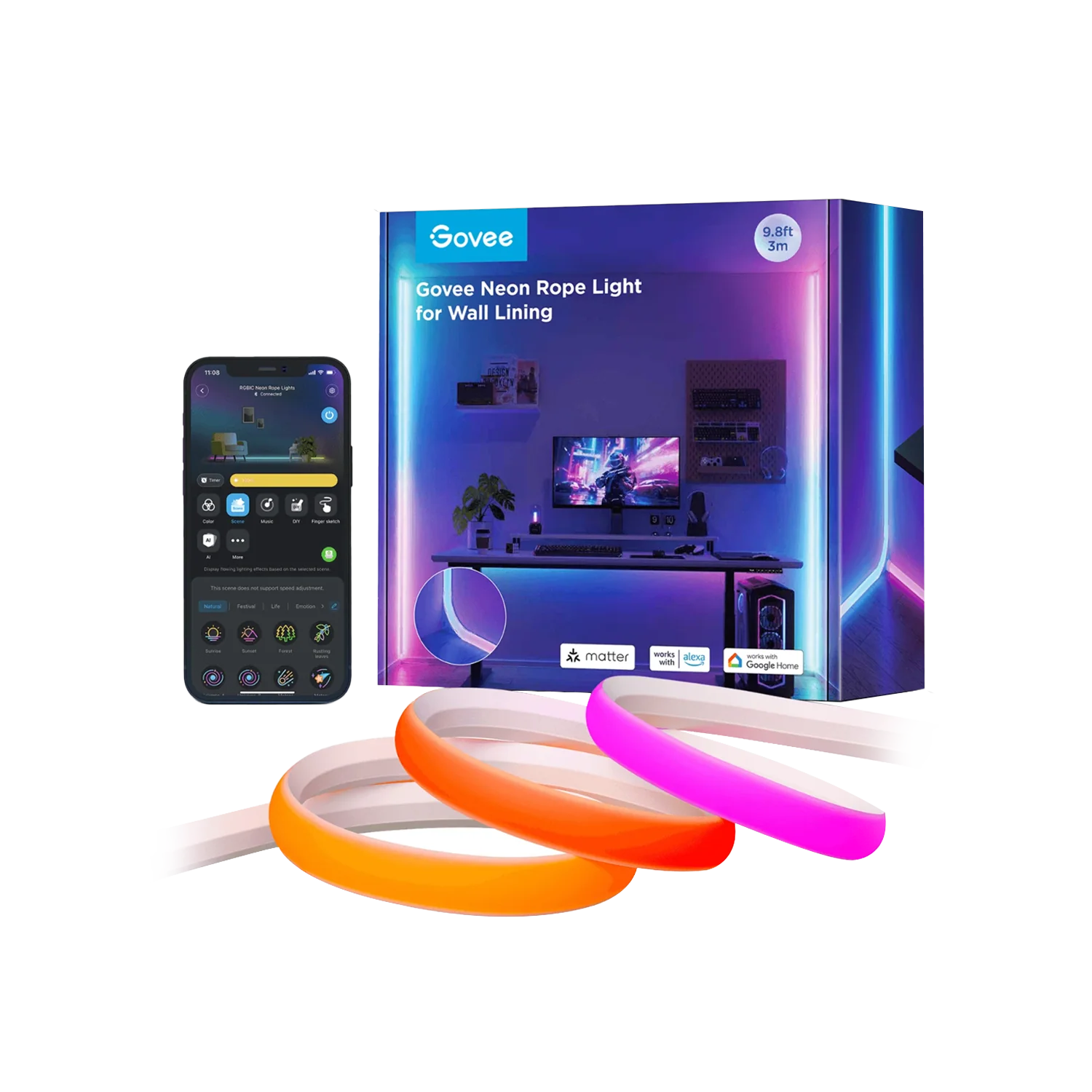 Govee Neon Rope Light for Wall Lining