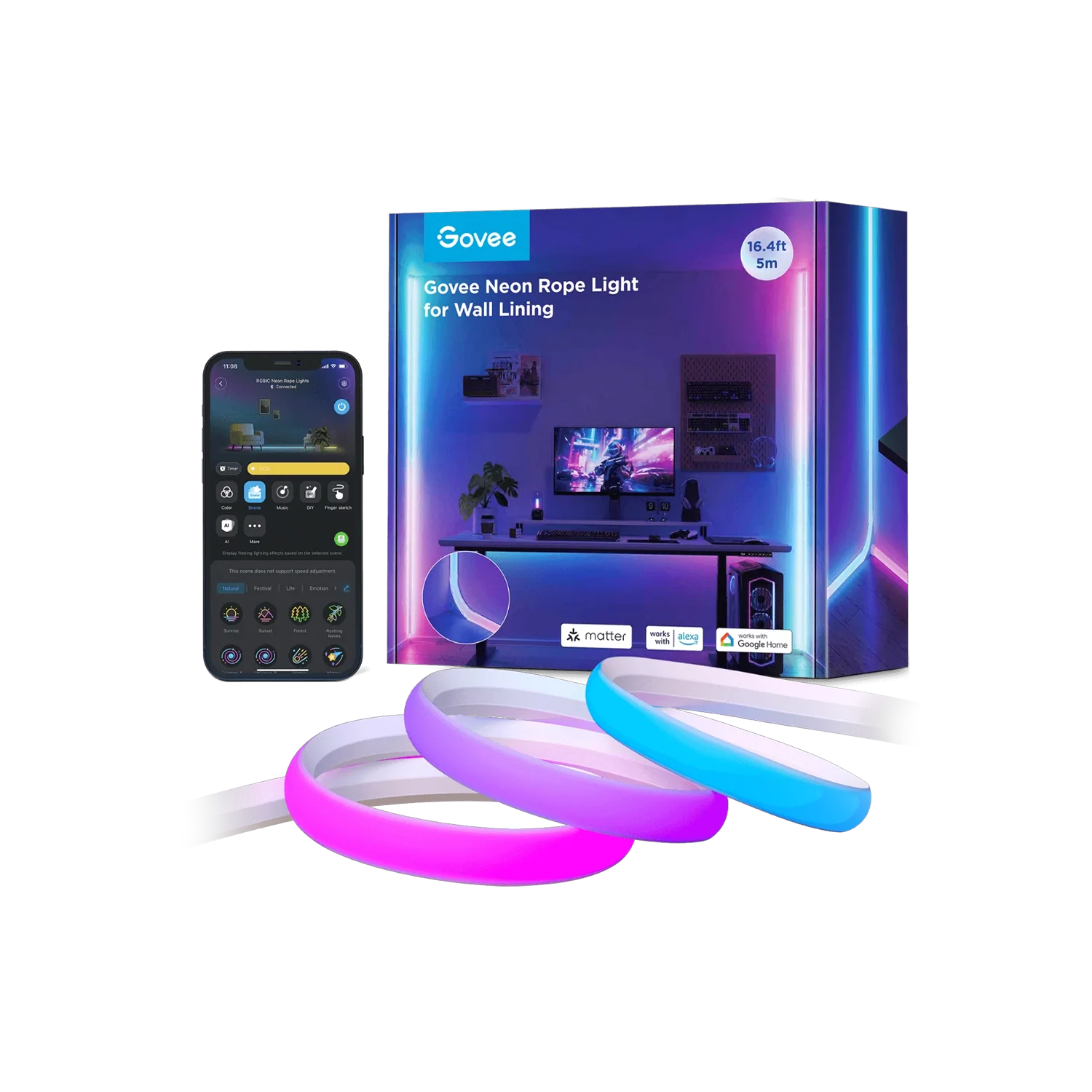 Govee Neon Rope Light for Wall Lining